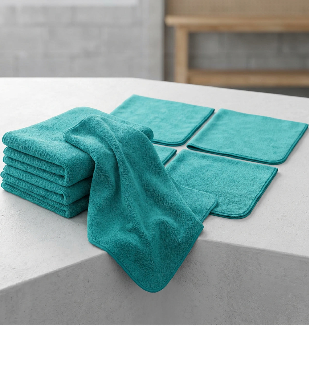Mvftr Edgeless Coral Fleece Auto Detailing Cloth Set of 12 Teal - Lifestyle view